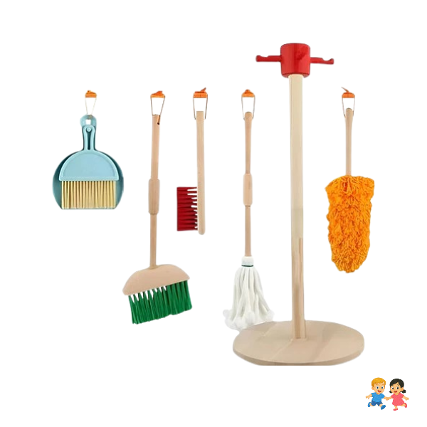 Juguete Set De Aseo Y Limpieza Para Niños En Madera 6pzas.