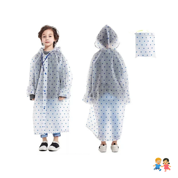 Poncho Niño Impermeable Capa Lluvia Viento Standar Gorro.