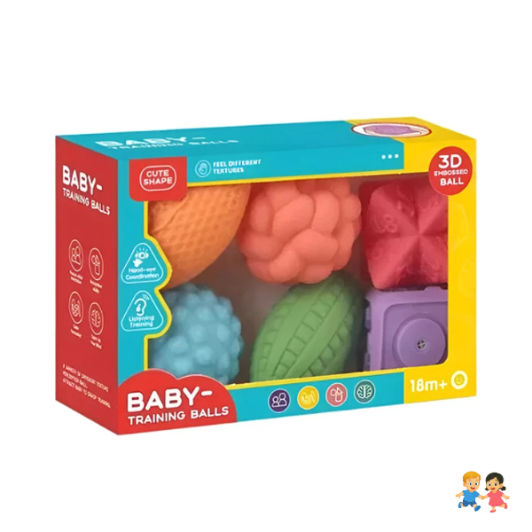 Soft Balls 6 Pelotas Sensoriales Texturizadas Para Bebes 3d.