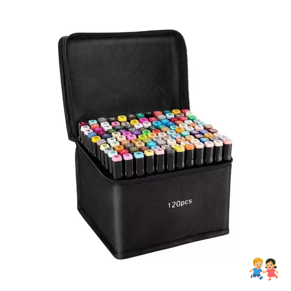 Set X120 Pcs Plumones Doble Punta Rotuladores Doble Pintar.