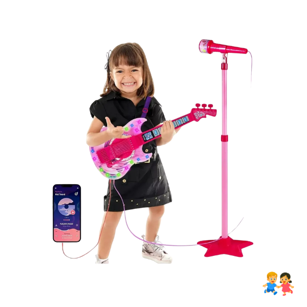 Guitarra Juguete Musical Con Micrófono Karaoke Para Niños