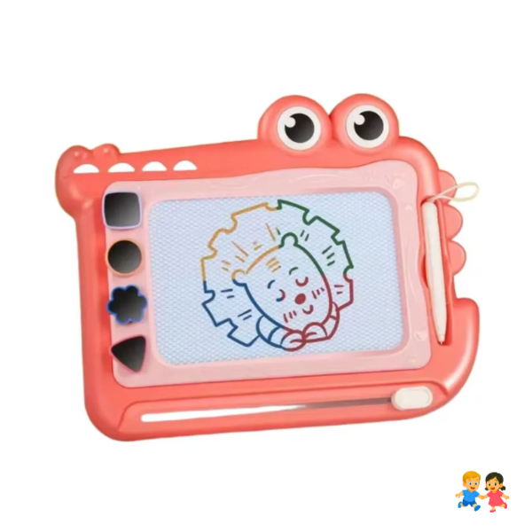 Pizarra Magnética Infantil Mágica Con Soporte Y 4 Sellos Rosa.