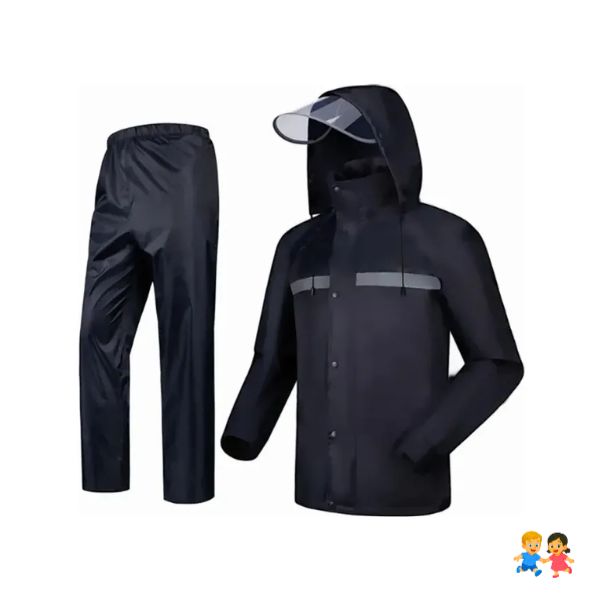 Impermeable Motociclista Negro Reflejantes, traje De Agua.