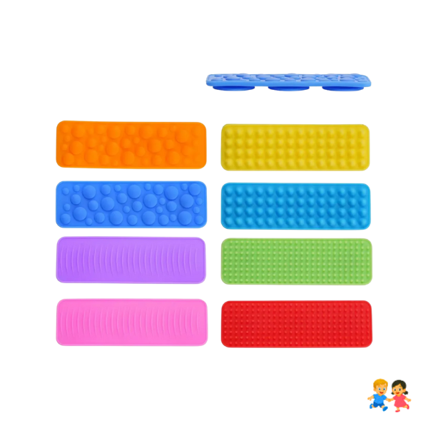 Kit Sensorial De 8 Piezas Antiestrés Con Ventosas Y Textura.