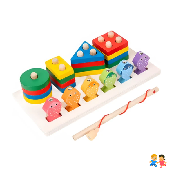 Juego De Pesca Magnético Y Encaje De Madera Juguete Figuras
