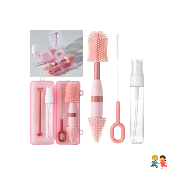 Kit Limpiador De Biberones 4 En 1 Portátil Con Estuche