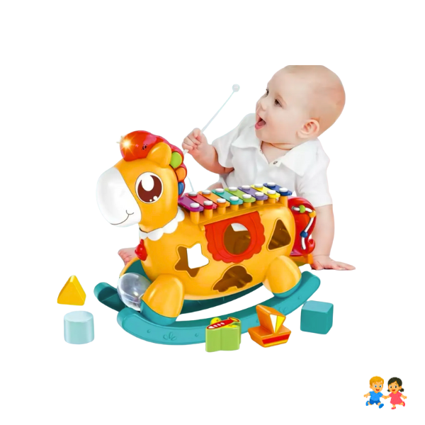 Dlik Juego Didáctico Caballito Musical Y Luces Xilófono-piano