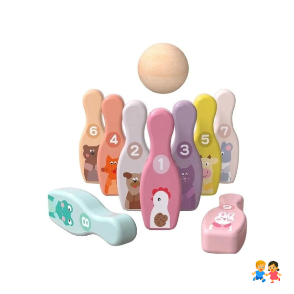 Juego Palitroque De Madera Bowling Número Didáctico Niños