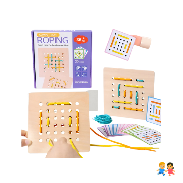 Set Didáctico Para Enhebrar Montessori Cognitivo Motricidad Niños