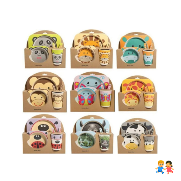 Set De Alimentación Plato Vaso Bowl Cubiertos diseños