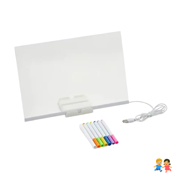 Pizarra Led Acrílica 20x30 Cm Transparente C/ Luz + Plumones.
