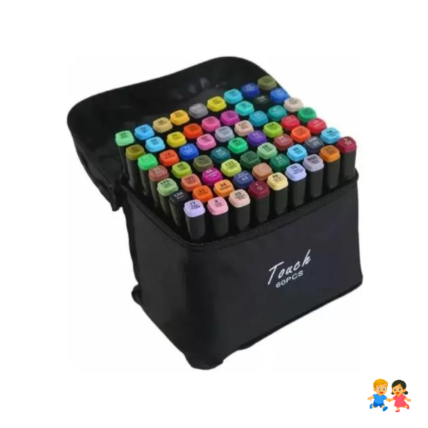 Set Profesional De Marcadores Plumones Doble Punta 60 Pcs