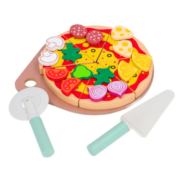 Pizza Armar Y Cortar Juguete Madera Didáctico