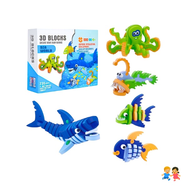 Bloques Armables 3D Animales Marinos 235 Piezas