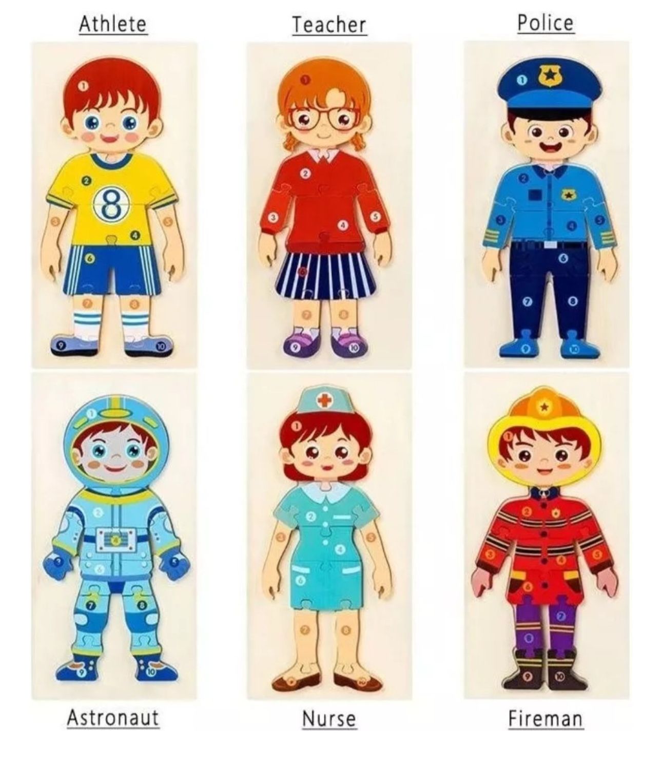 Rompecabezas 3d de madera para niños rol de profesiones