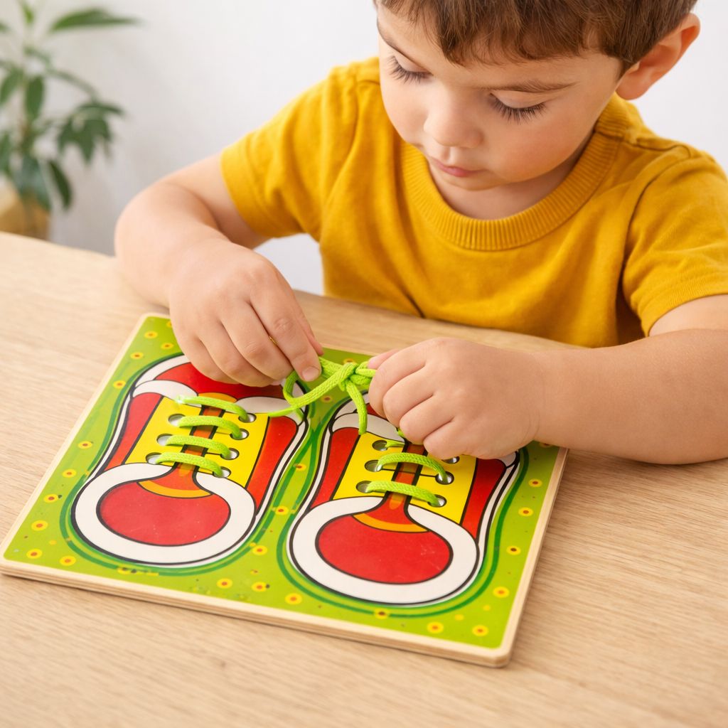 Zapato Didáctico Madera Aprender Amarrar Cordones