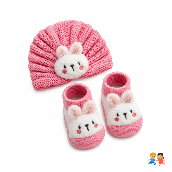 Set Turbante Bebé + Calcetines Conejo Invierno