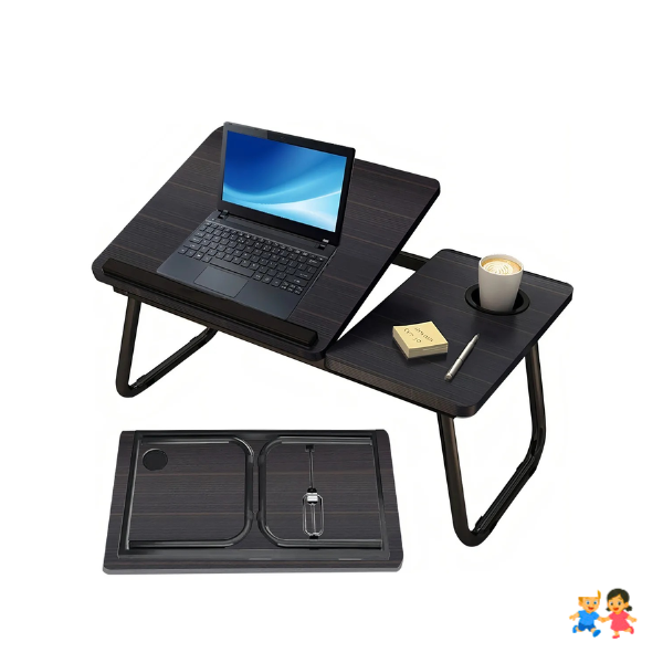 Mesa Portátil Plegable Ajustable Madera Acero 55x32cm