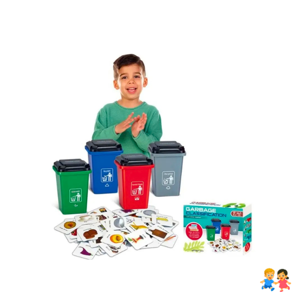 Juego Educativo Clasificación De Basura Con 4 Botes Tarjetas