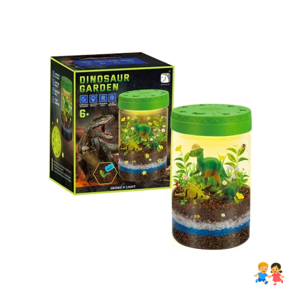 Kit Jardin Dinosaurio Con Luz Led Y Plantas Para Niños Educativo