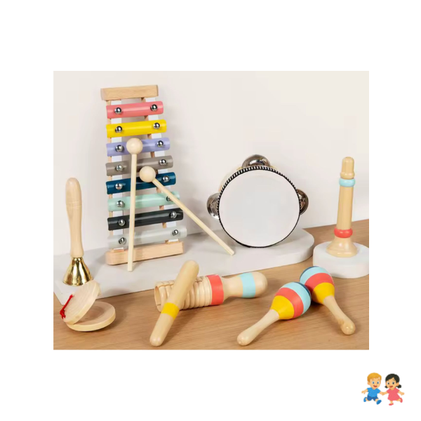 Set De 9 Instrumentos Musicales Madera Montessori Para Niños