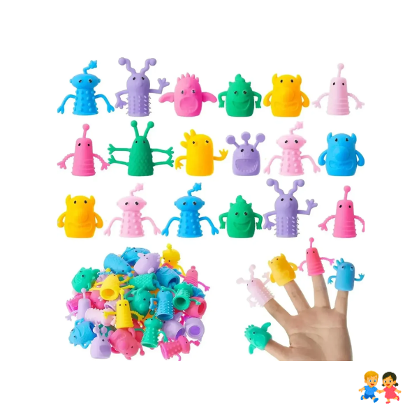 Set 20 Títeres De Dedo Monstruitos Colores Juguete Infantil