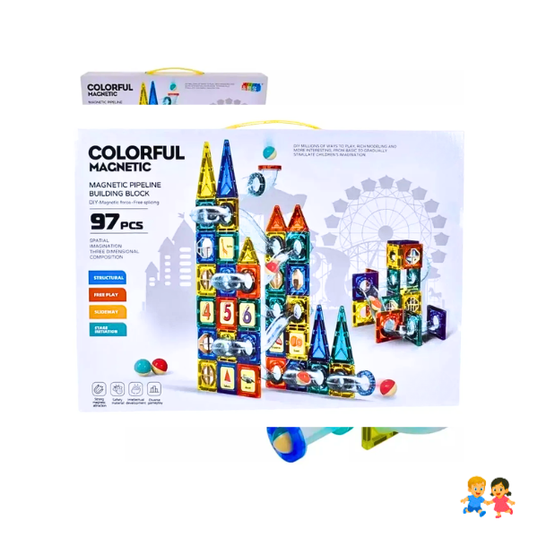 SET BLOQUES MAGNETICOS 97 PIEZA JUEGO DIDACTICO CONSTRUCCION