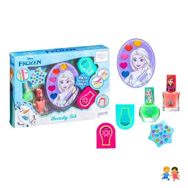 Set Maquillaje Frozen Niñas Esmalte Sombra Pelo