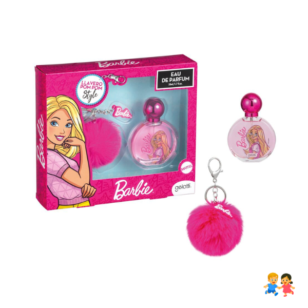 Set Perfume Barbie 50ml Niñas + Llavero Pom Pom