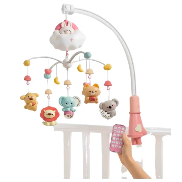 Móvil De Cuna Musical Bebé Peluches Control Remoto