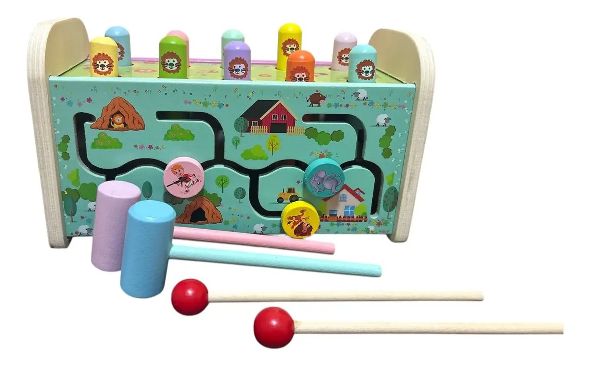 Juguete Montessori De Madera Didáctico Laberinto 3 En 1