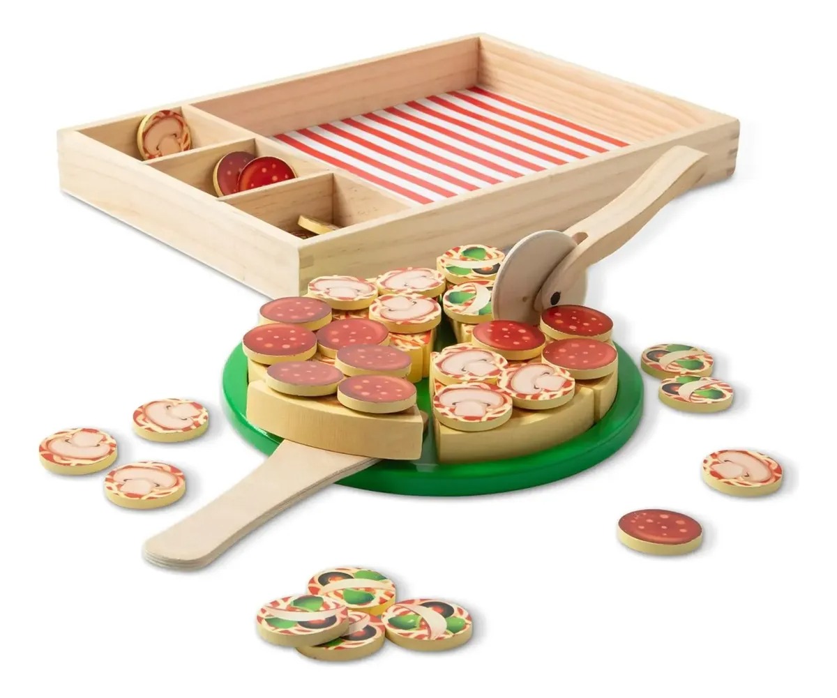 Pizza De Madera 36 Piezas Juguete Infantil