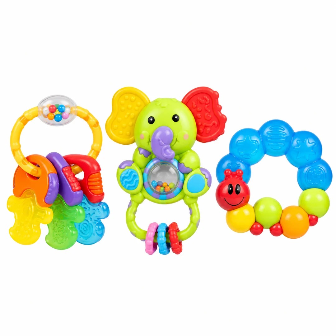 Set 3 Juguetes Sonajeros Y Mordedores Bebé Sensorial