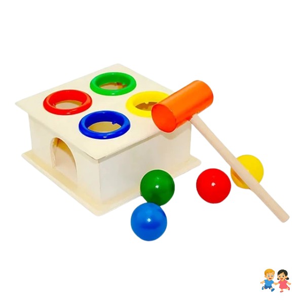Caja Martillo Didactico Motricidad Juguete Madera Montessori.