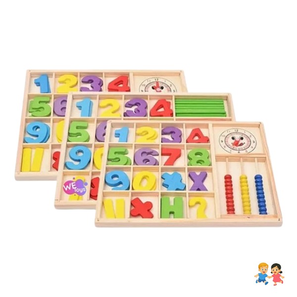 Juego De Madera Reloj Números Juego Didáctico Para Niños.
