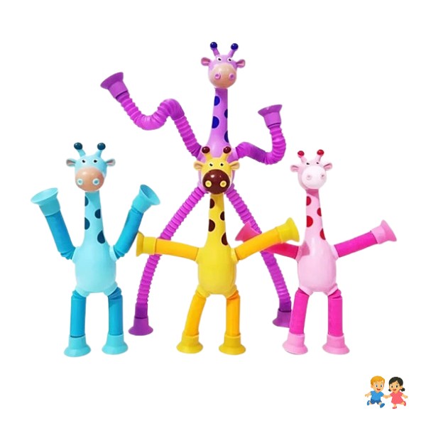 4 Piezas De Ventosa Telescópica, Juguete De Jirafa Con Luz.