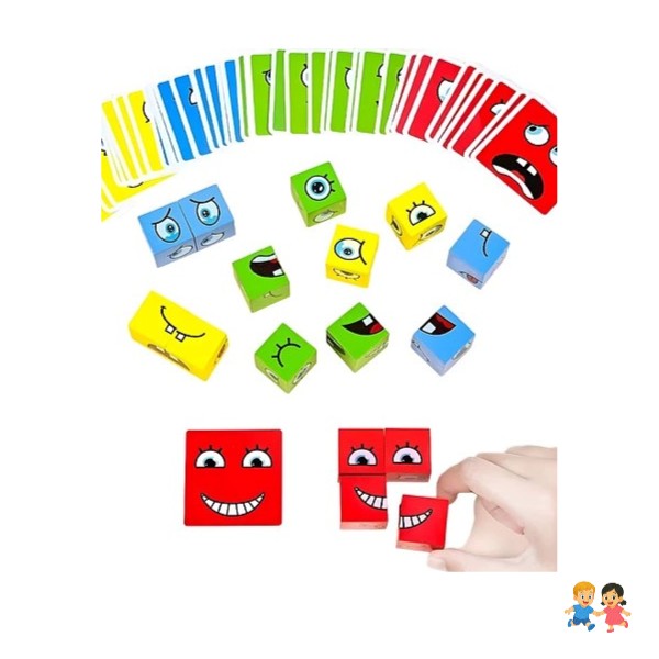 Juego Emoji Didáctico De Expresiones Y Emociones En Madera.