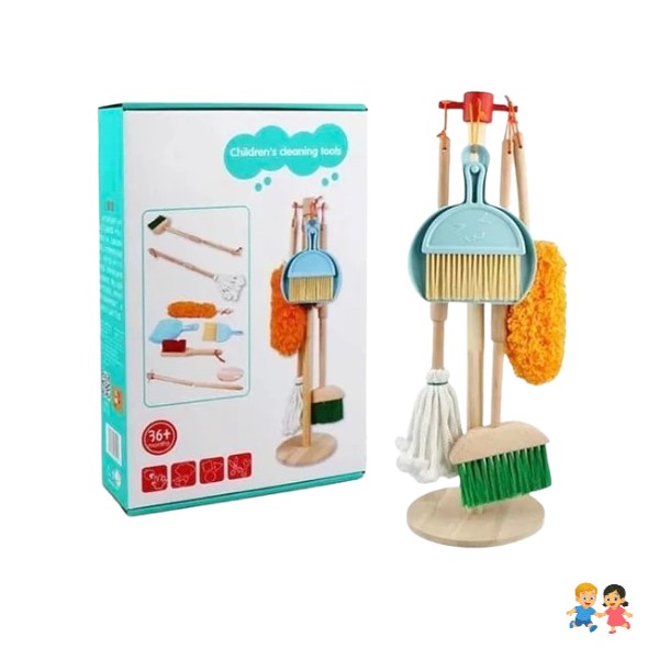 Juguete Set De Aseo Y Limpieza Para Niños En Madera 6pzas.