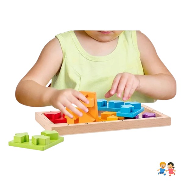 Encaje Portátil De Madera Para Niños Rompecabezas.