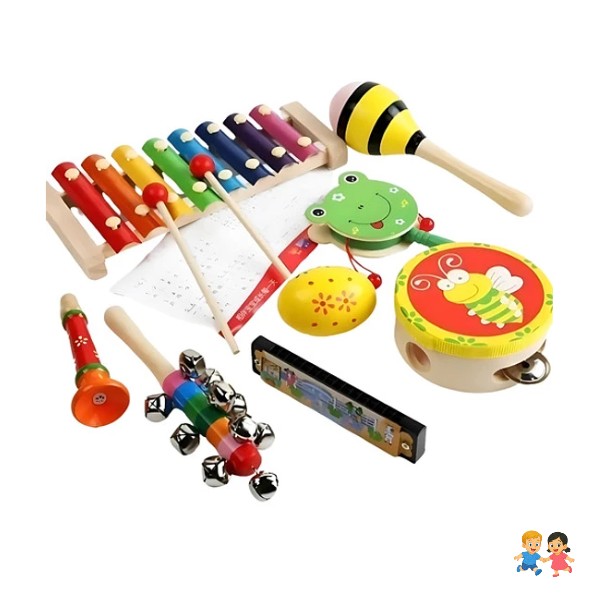 Set De 8 Instrumentos Musicales Juguete De Madera Montessori.