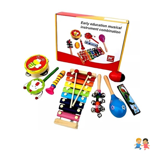 Set De 8 Instrumentos Musicales Juguete De Madera Montessori.
