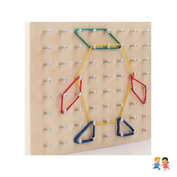 Juguetes De Madera Con Geoplanos Con Tarjetas De Patrones.