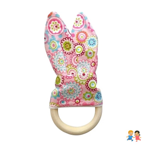 Anillo Mordedor De Madera Para Bebe Conejito.