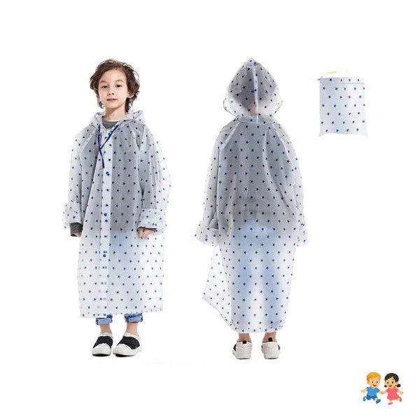 Poncho Niño Impermeable Capa Lluvia Viento Standar Gorro.