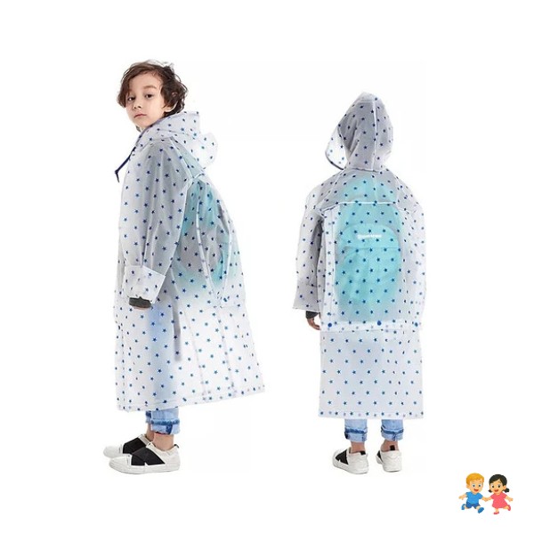 Poncho Niño Impermeable Capa Lluvia Viento Standar Gorro.
