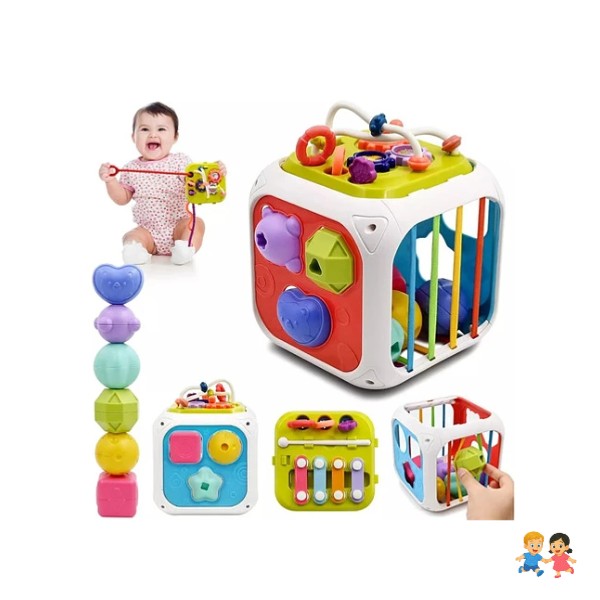 Juego De Enseñanza Para Bebés Con Cubo De Actividades 7 En 1.