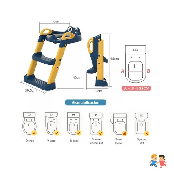 Asiento Adaptador Escalera Inodoro Wc Para Niños Acolchado