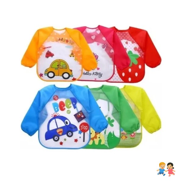 Delantal O Baberos Mangas Largas Impermeable Bebés Y Niños.