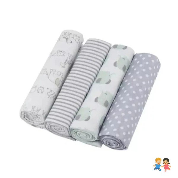 Set 4 Mantas Franela Tutos Bebe Pañales Tela Estampados Bebé.