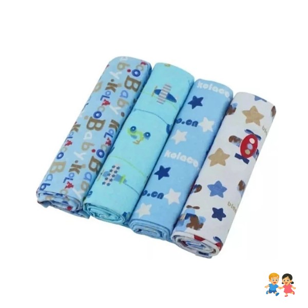 Set 4 Mantas Franela Tutos Bebe Pañales Tela Estampados Bebé.